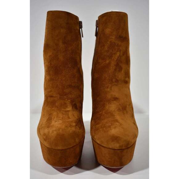 Christian Louboutin Movida Booty 130 Brown Foxy Platform Block Heel Boot 39.5 - Picture 5 of 12